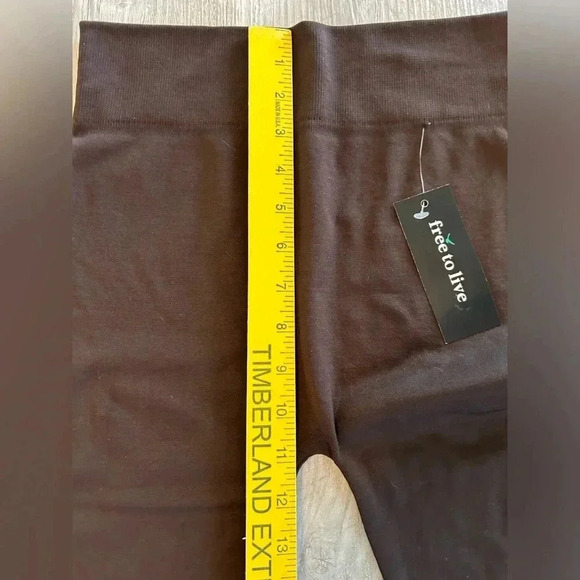 Free to Live Womens Leggings Brown Solid Stretch One Size Footless Chocolate - Picture 7 of 9